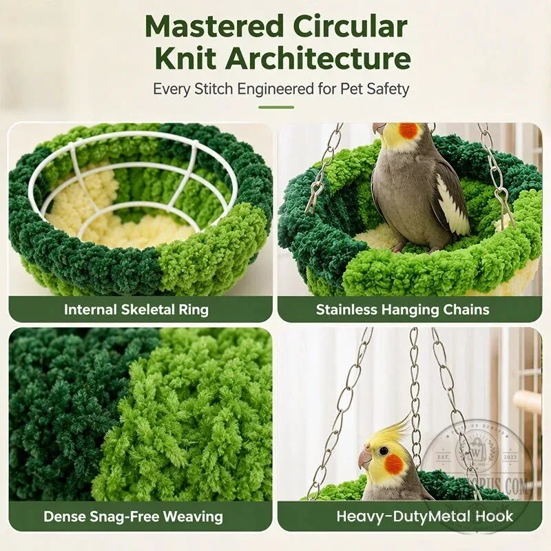 Cozy Warm Winter Bird Nest Hammock for Cage Decor, Hand-Woven Chenille 18 Cozy Warm Winter Bird Nest Hammock for Cage Decor, Hand-Woven Chenille