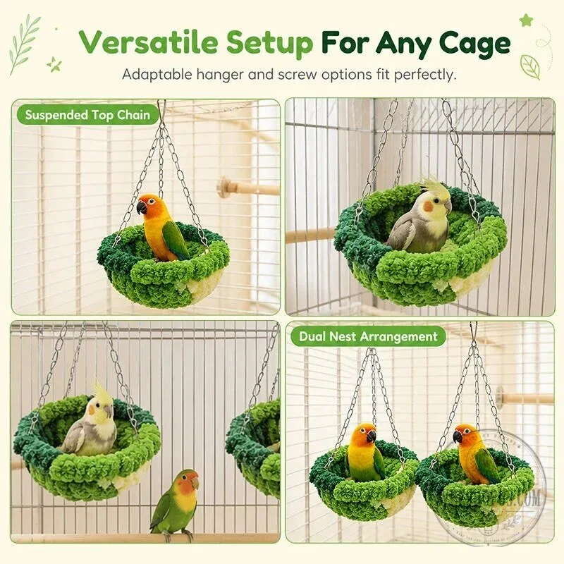 Cozy Warm Winter Bird Nest Hammock for Cage Decor, Hand-Woven Chenille 19 Cozy Warm Winter Bird Nest Hammock for Cage Decor, Hand-Woven Chenille