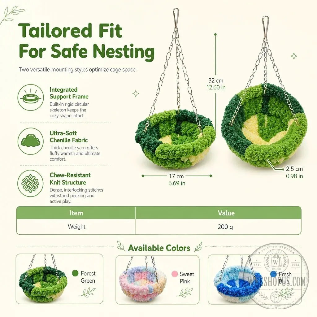 Cozy Warm Winter Bird Nest Hammock for Cage Decor, Hand-Woven Chenille 21 Cozy Warm Winter Bird Nest Hammock for Cage Decor, Hand-Woven Chenille