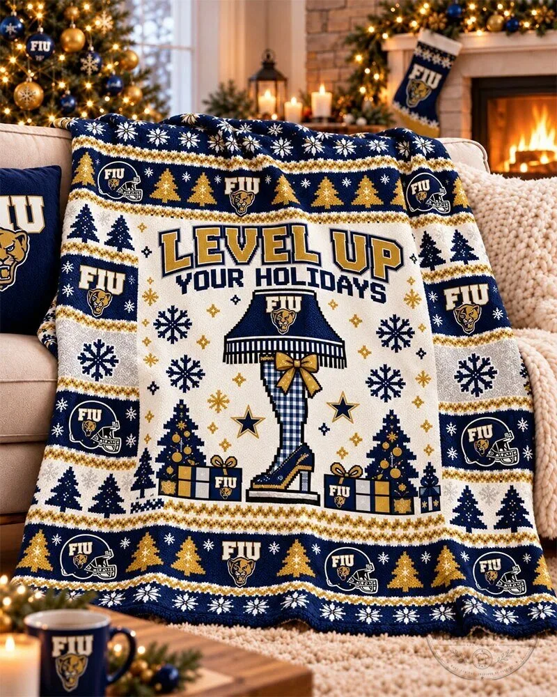 FIU Panthers Level Up Your Holidays Christmas Ugly Sweater Style Blanket 3 FIU Panthers Level Up Your Holidays Christmas Ugly Sweater Style Blanket
