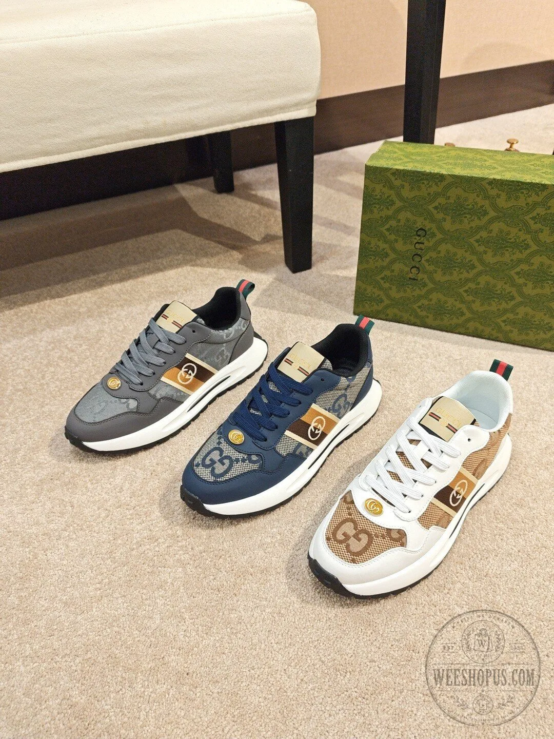 Gucci Grey Monogram Pattern Luxury Brand Fashion Sneakers for Men 13 Gucci Grey Monogram Pattern Luxury Brand Fashion Sneakers for Men