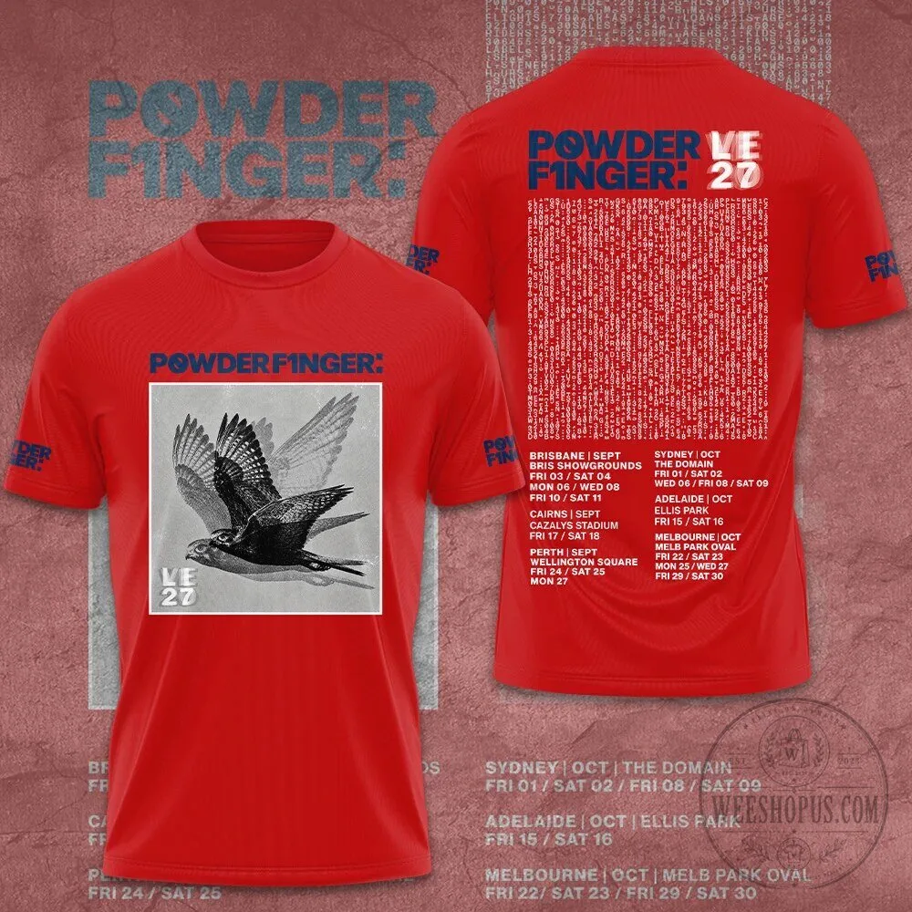 Powderfinger Live 2027 Tour Dates Concert Red Band Music T-Shirt
