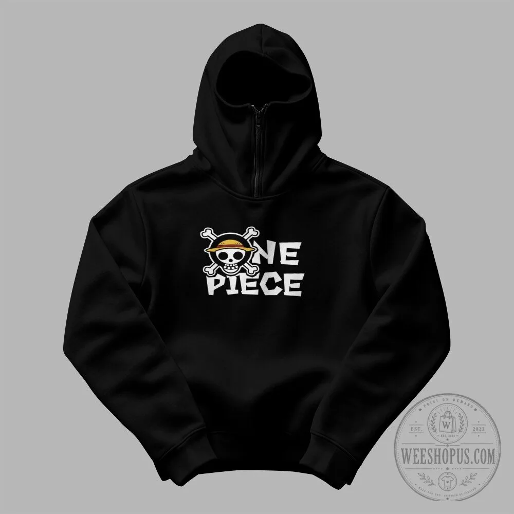 One Piece Skull Logo Japanese Anime Series Black Zip-Up Hoodie 2 One Piece Skull Logo Japanese Anime Series Black Zip-Up Hoodie