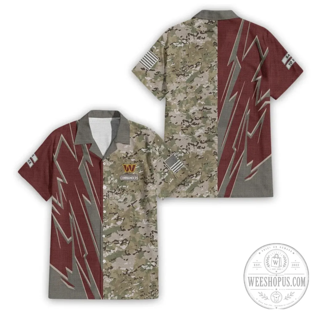 Hawaiian Shirt in Camouflage for Salute To Service by Washington Commanders Hawaiian Shirt in Camouflage for Salute To Service by Washington Commanders