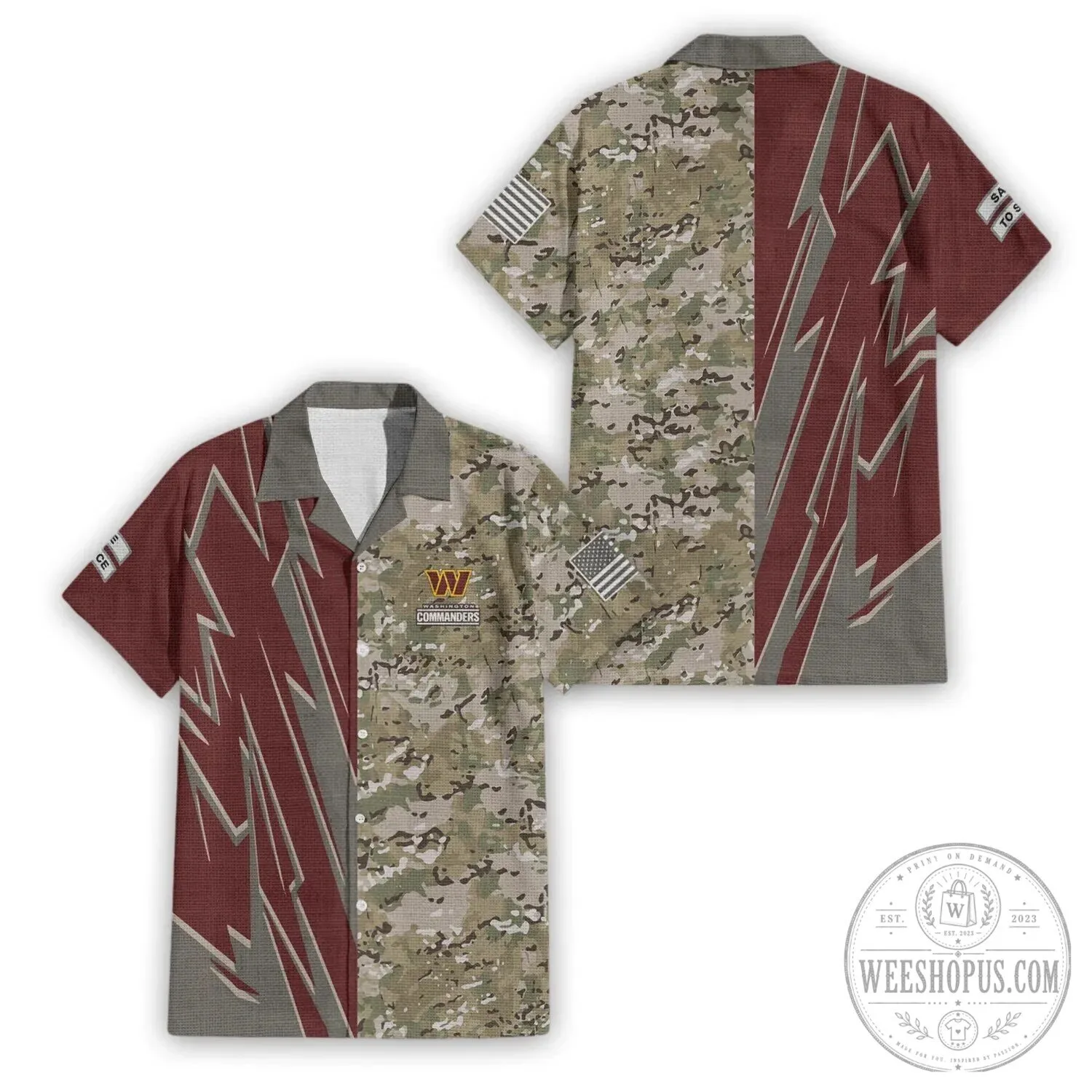 Hawaiian Shirt in Camouflage for Salute To Service by Washington Commanders