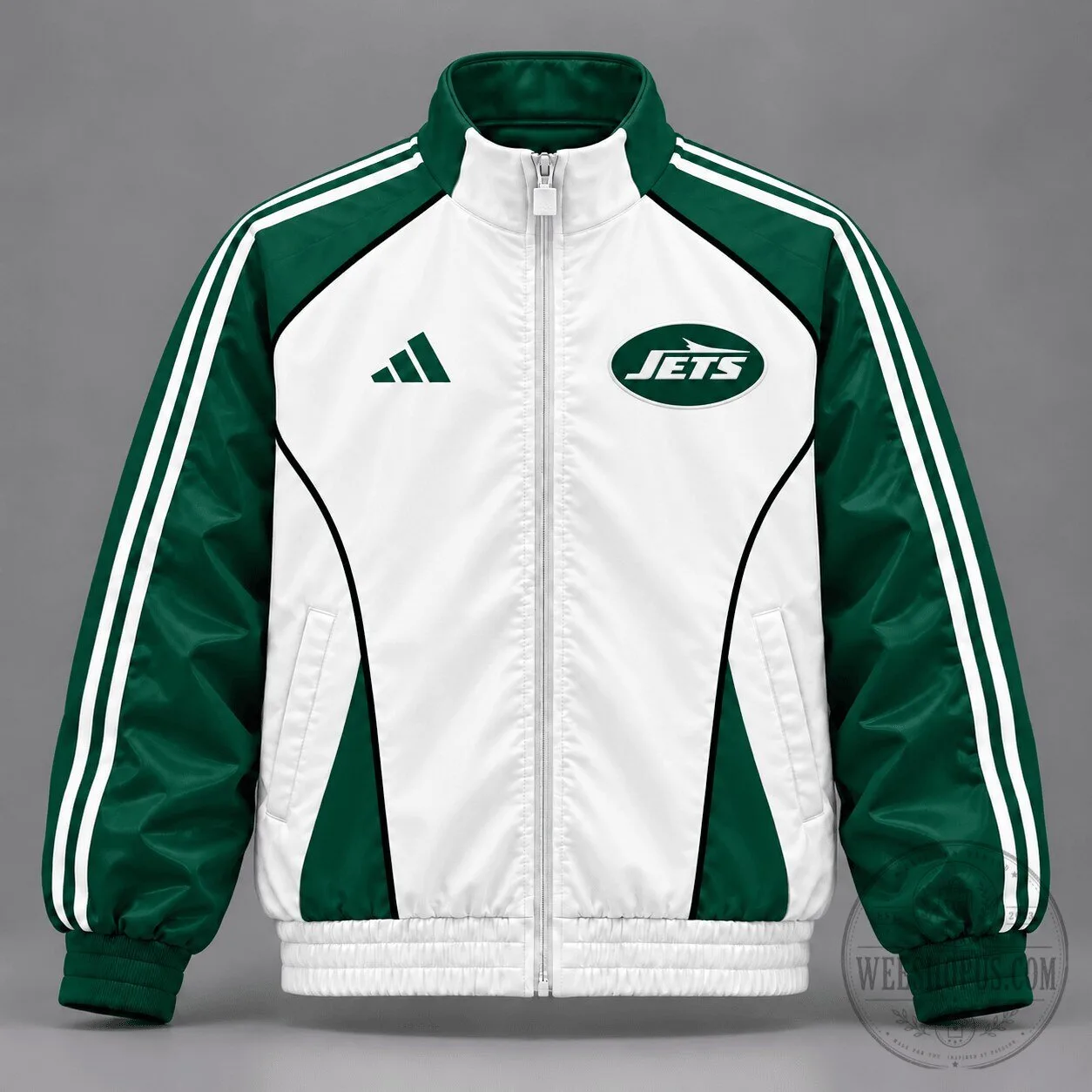 New York Jets NFL Colorblock Three-Stripe Full-Zip Retro Jacket