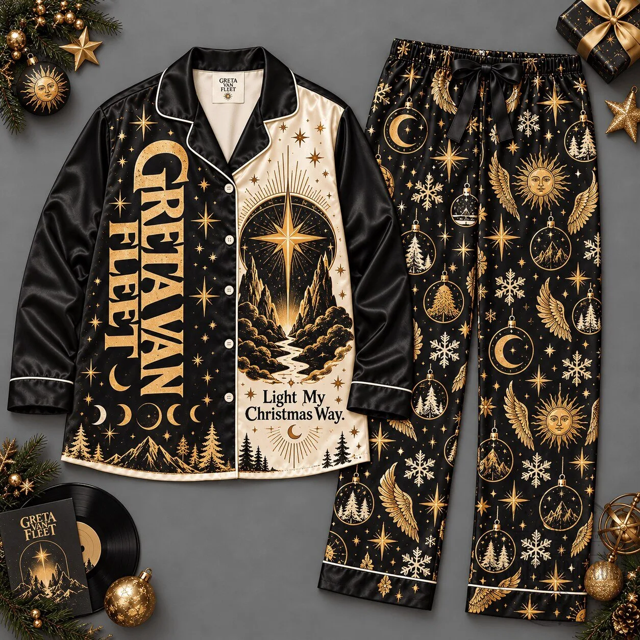 Greta Van Fleet Christmas Star Light My Way Holiday Pajamas Set 3 Greta Van Fleet Christmas Star Light My Way Holiday Pajamas Set