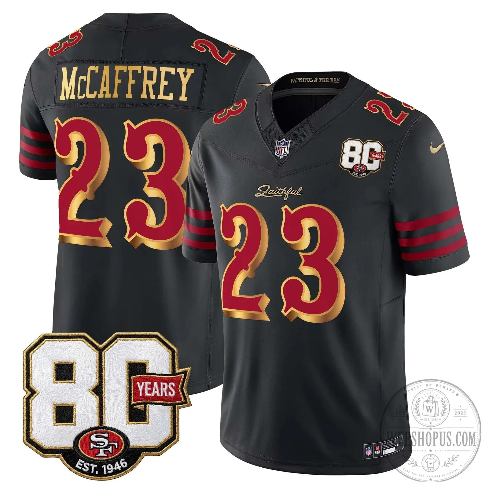 Christian McCaffrey San Francisco 49ers 80th Anniversary Vapor Limited Football Jersey