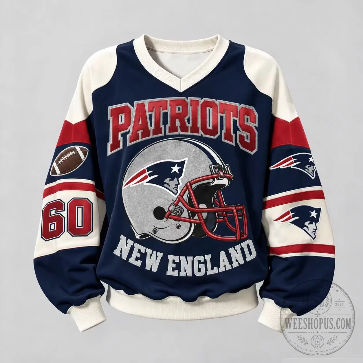 New England Patriots Football Helmet Graphic Long-Sleeve Sweatshirt 1 New England Patriots Football Helmet Graphic Long-Sleeve Sweatshirt