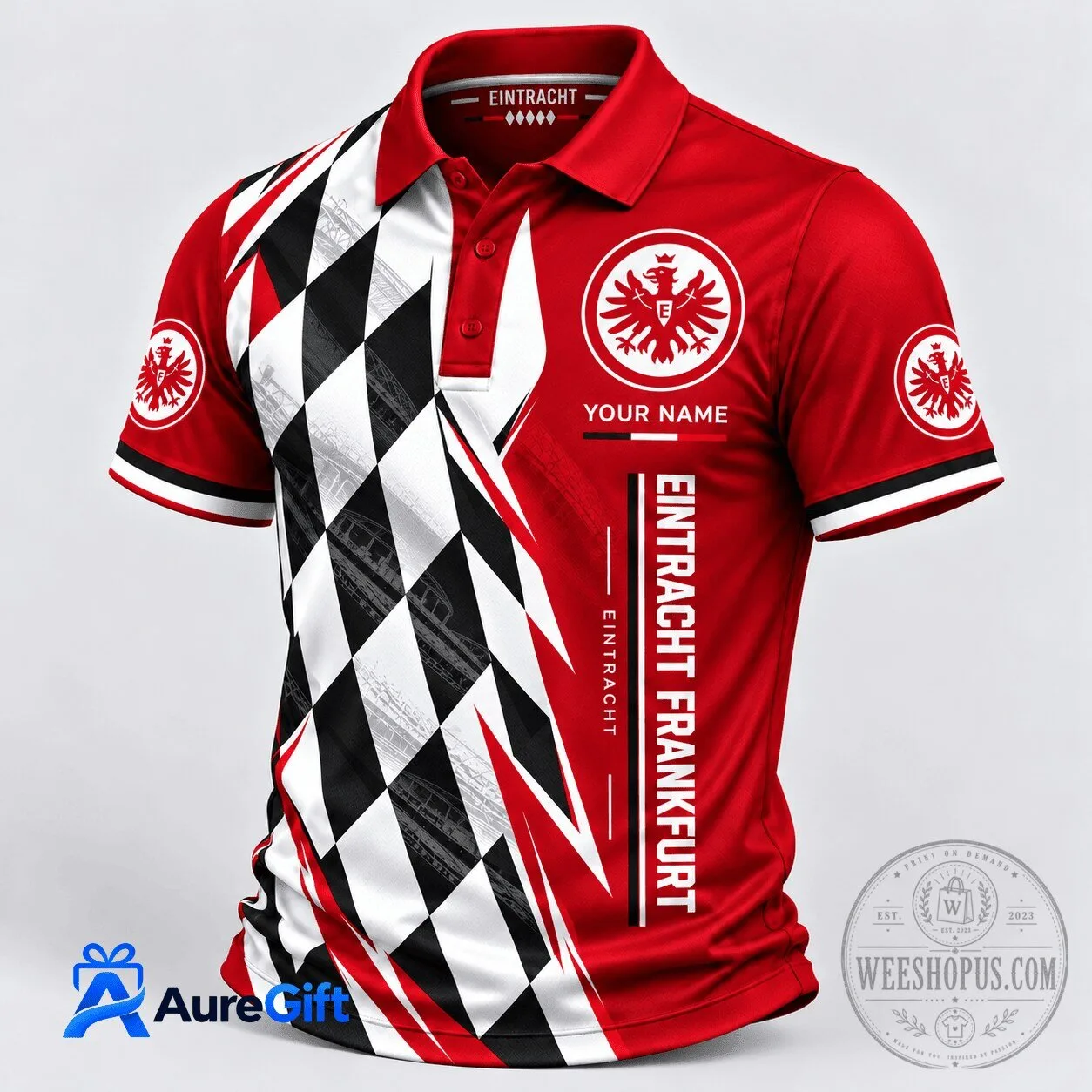 Eintracht Frankfurt Bundesliga Personalized Name Polo Shirt
