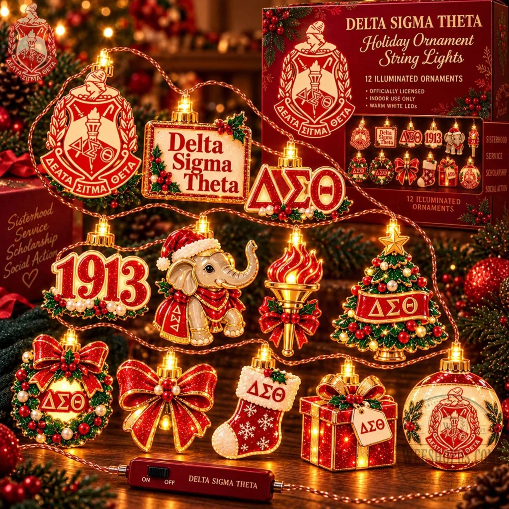 Delta Sigma Theta Holiday Ornament String Lights - Festive Christmas LED Decorations Delta Sigma Theta Holiday Ornament String Lights - Festive Christmas LED Decorations