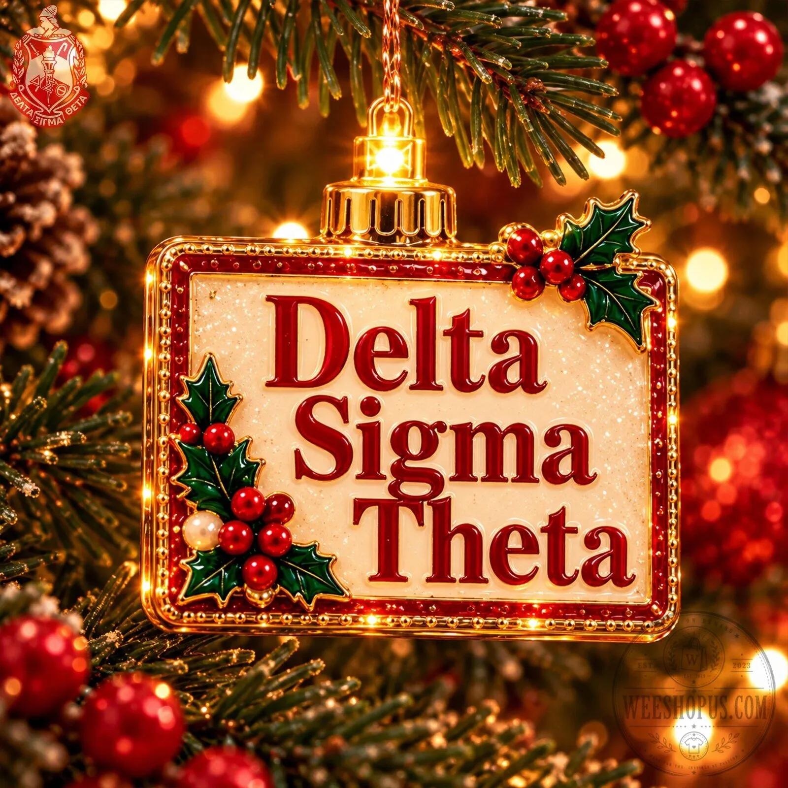 Delta Sigma Theta Holiday Ornament String Lights - Festive Christmas LED Decorations 7 Delta Sigma Theta Holiday Ornament String Lights - Festive Christmas LED Decorations