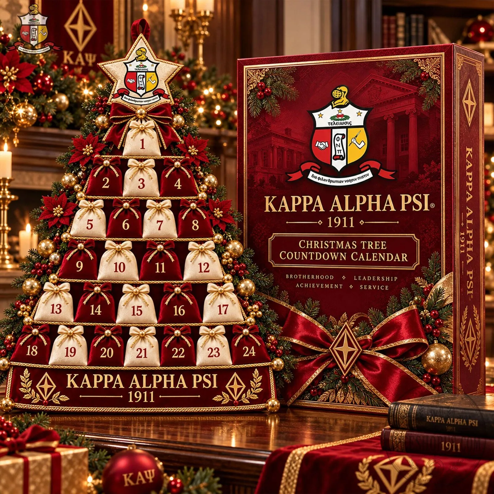 Kappa Alpha Psi Christmas Tree Countdown Calendar with 24 Pouches 7 Kappa Alpha Psi Christmas Tree Countdown Calendar with 24 Pouches