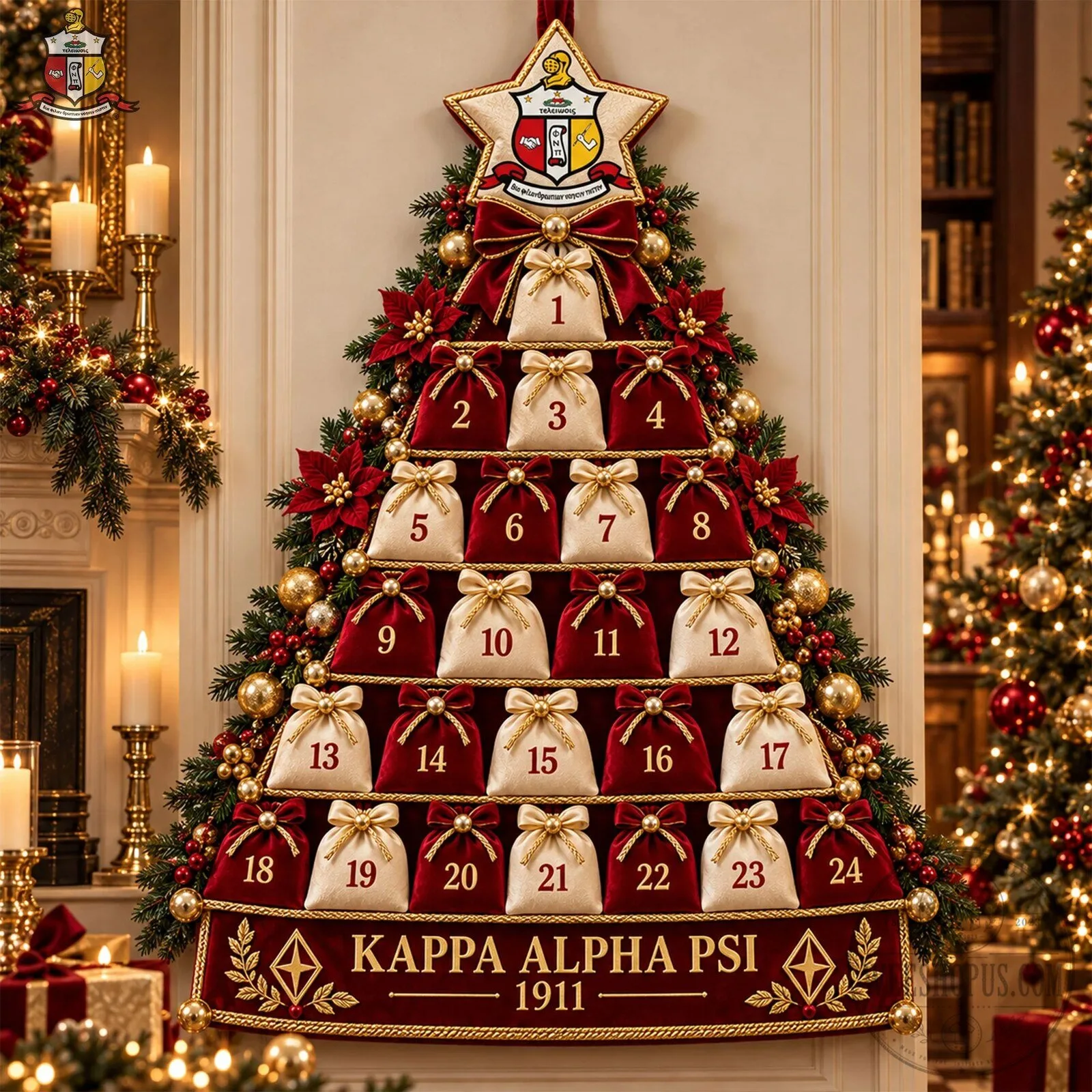 Kappa Alpha Psi Christmas Tree Countdown Calendar with 24 Pouches 8 Kappa Alpha Psi Christmas Tree Countdown Calendar with 24 Pouches