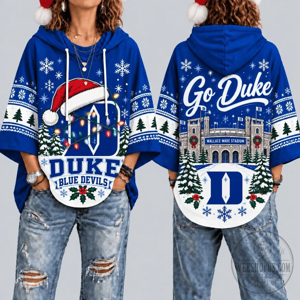 Duke Blue Devils Christmas Santa Hat Wallace Wade Stadium Hoodie Duke Blue Devils Christmas Santa Hat Wallace Wade Stadium Hoodie