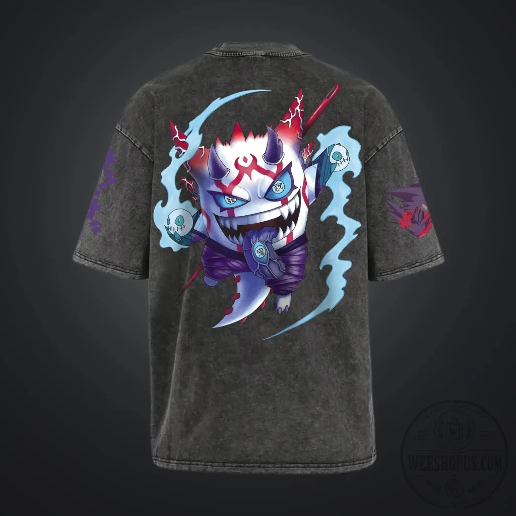 Anime Inspired Vintage Gengar Demon Oni Spirit Washed T-Shirt Anime Inspired Vintage Gengar Demon Oni Spirit Washed T-Shirt