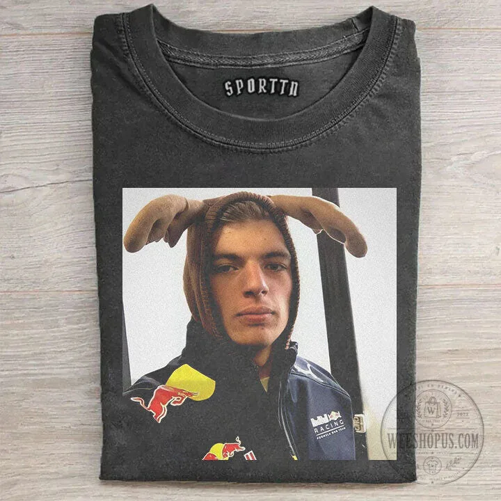 Max Verstappen Red Bull Racing F1 Funny Antlers Meme T-Shirt