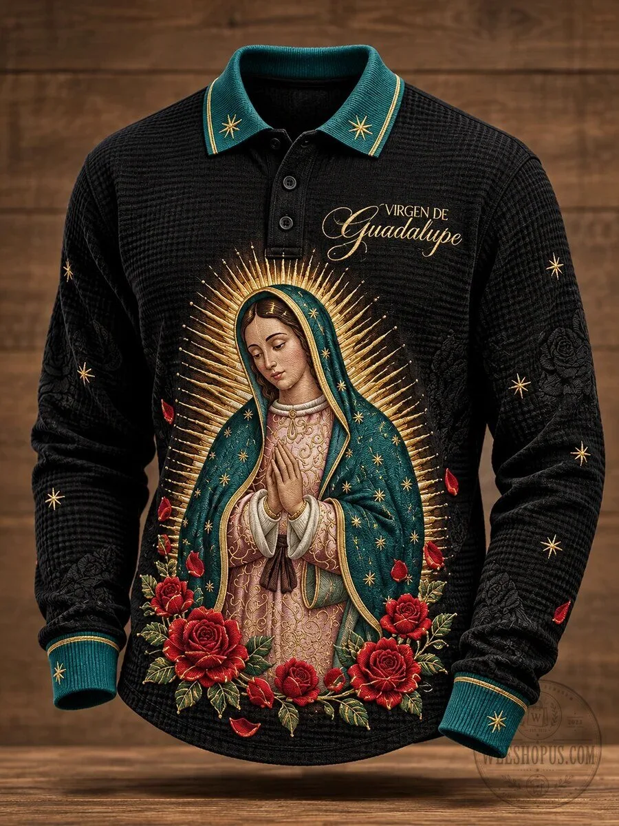 Our Lady of Guadalupe Virgin Mary Religious Art Men's Polo Shirt