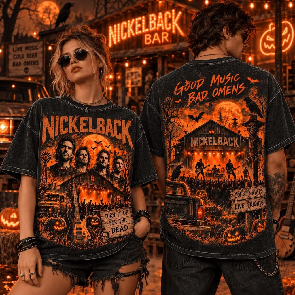 Nickelback Halloween Haunted Rock Concert Pumpkins T-Shirt Nickelback Halloween Haunted Rock Concert Pumpkins T-Shirt