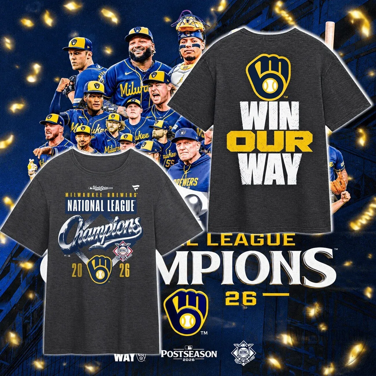 Milwaukee Brewers National League Champions 2026 Win Our Way T-Shirt