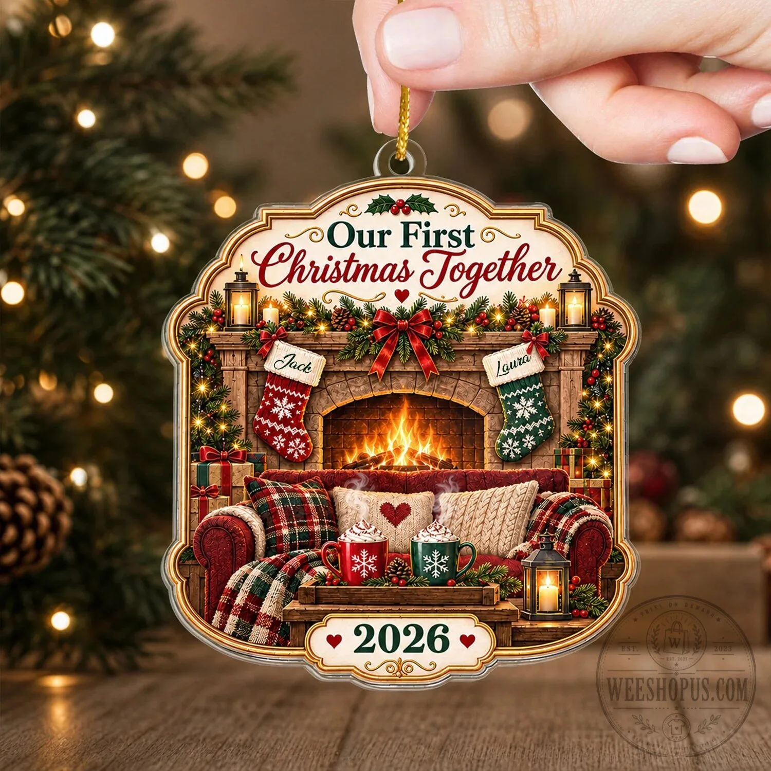 Our First Christmas Together Personalized Fireplace Scene Christmas Tree Ornament 10 Our First Christmas Together Personalized Fireplace Scene Christmas Tree Ornament