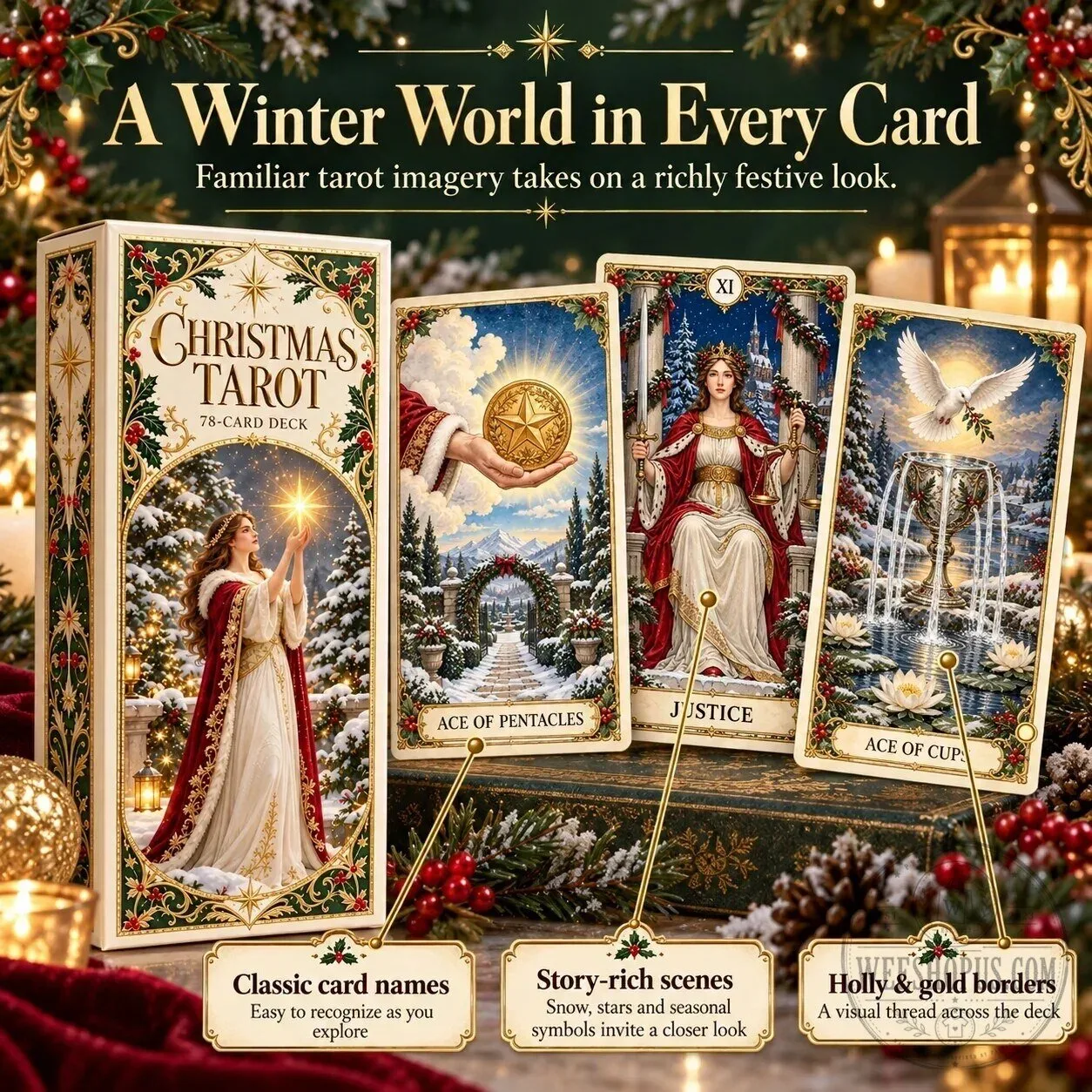 Christmas Tarot Deck 78 Festive Cards With Guided Holiday Rituals 24 Christmas Tarot Deck 78 Festive Cards With Guided Holiday Rituals