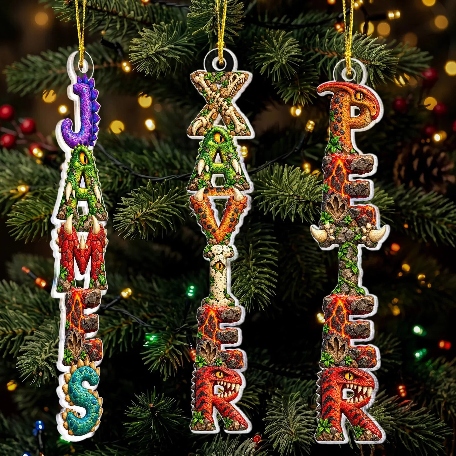 Personalized Dinosaur Name Christmas Tree Ornament 7 Personalized Dinosaur Name Christmas Tree Ornament