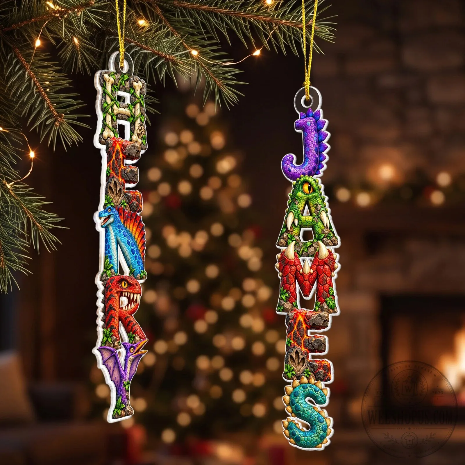 Personalized Dinosaur Name Christmas Tree Ornament 8 Personalized Dinosaur Name Christmas Tree Ornament
