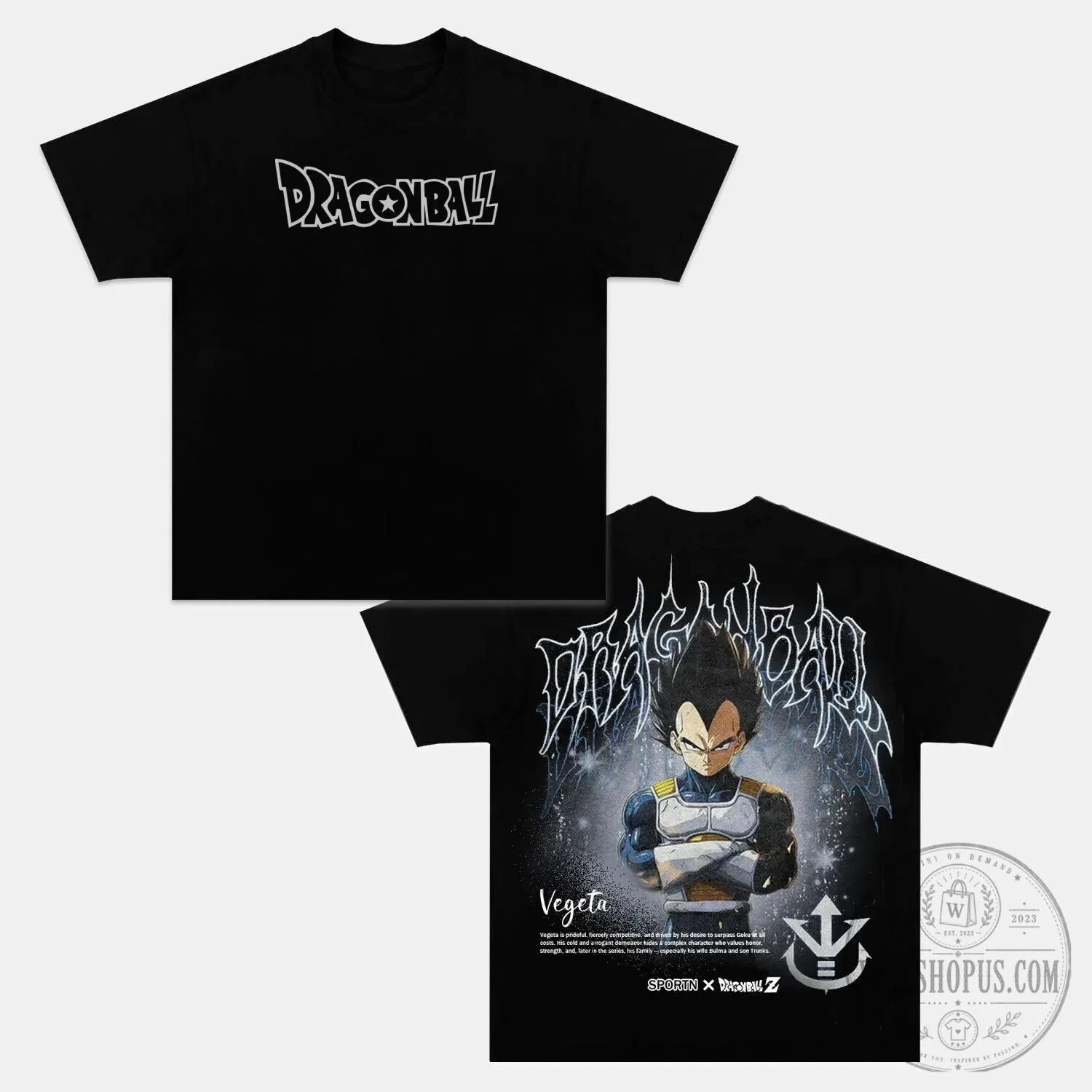 Dragon Ball Z Vegeta Prince of Saiyans Anime Character Black T-Shirt 1 Dragon Ball Z Vegeta Prince of Saiyans Anime Character Black T-Shirt