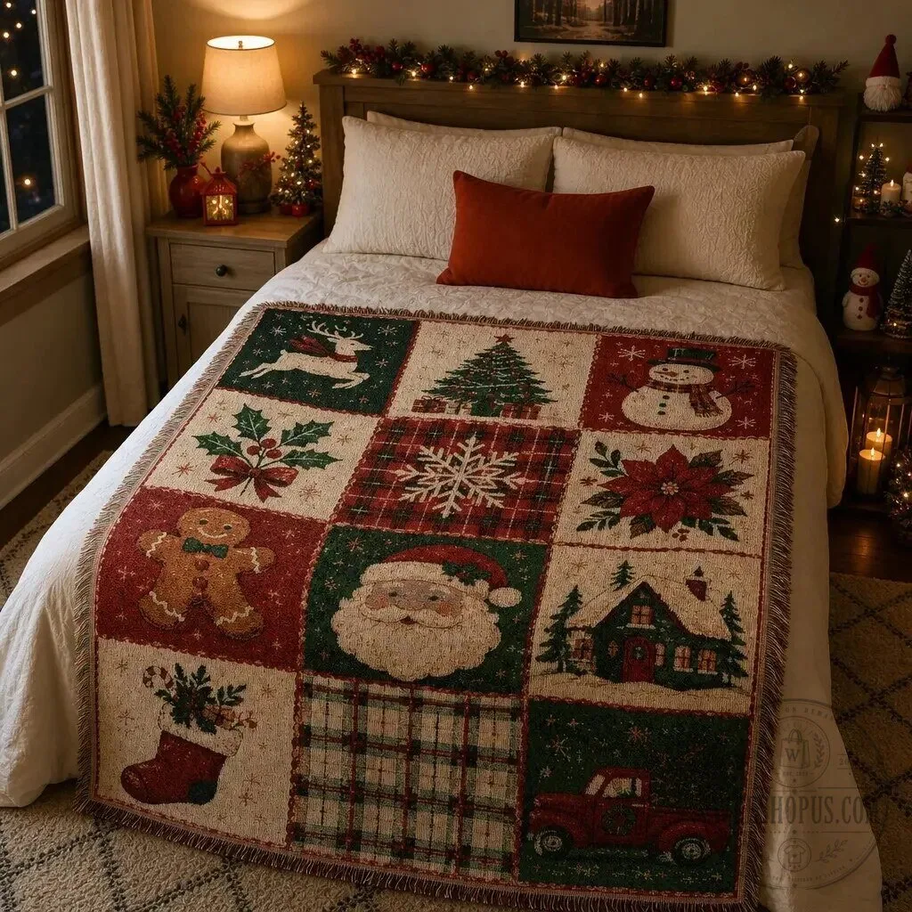 Christmas Holiday Woven Throw Blanket with Tassels 22 Christmas Holiday Woven Throw Blanket with Tassels