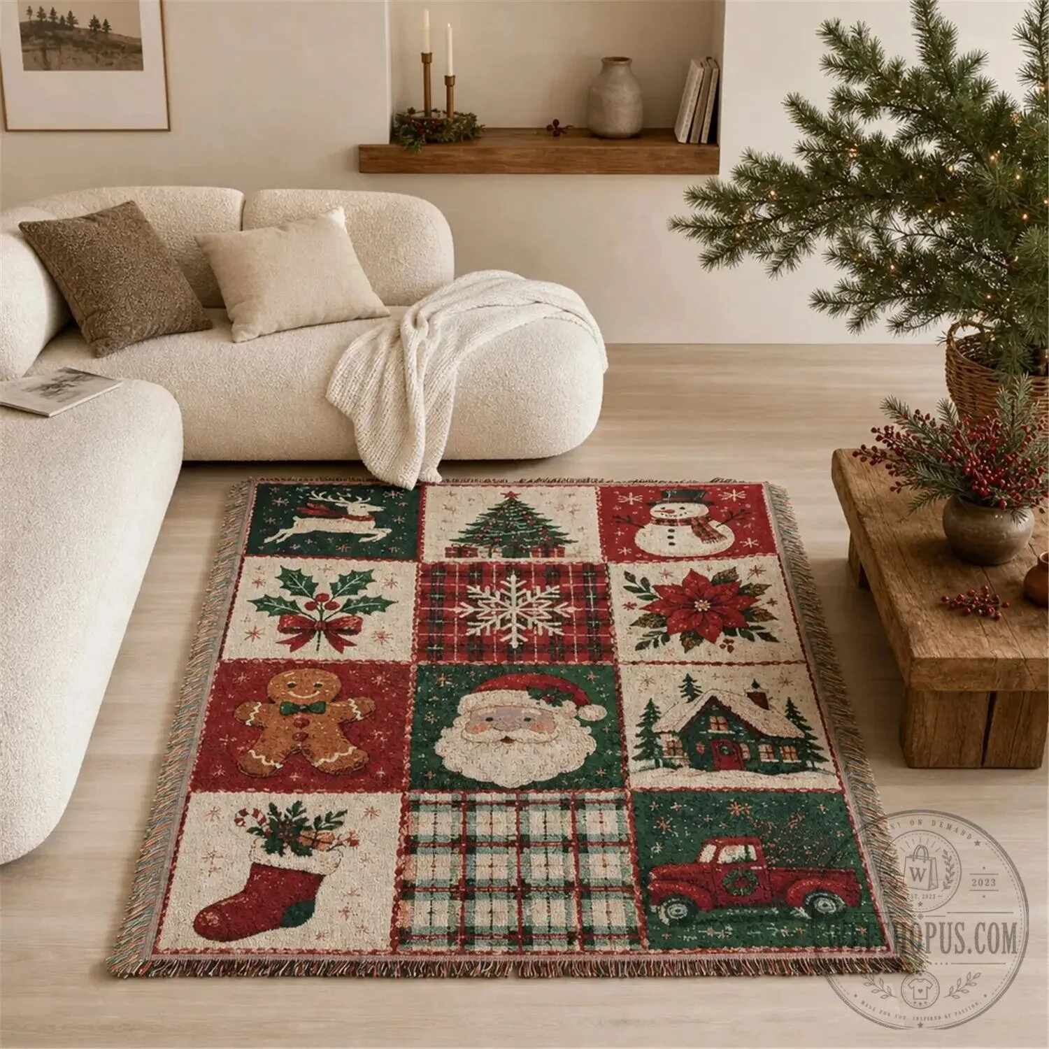 Christmas Holiday Woven Throw Blanket with Tassels 23 Christmas Holiday Woven Throw Blanket with Tassels
