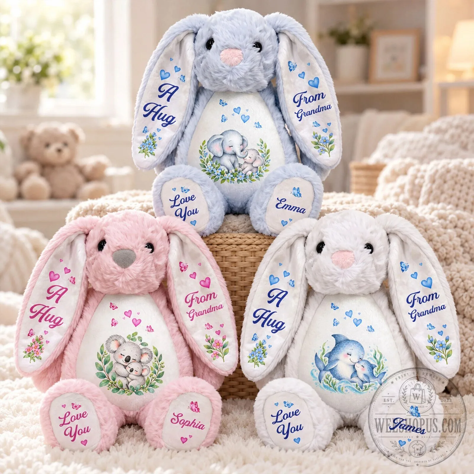 Personalized Grandparent's Love Bunny Plush Toy for Kids 1 Personalized Grandparent's Love Bunny Plush Toy for Kids