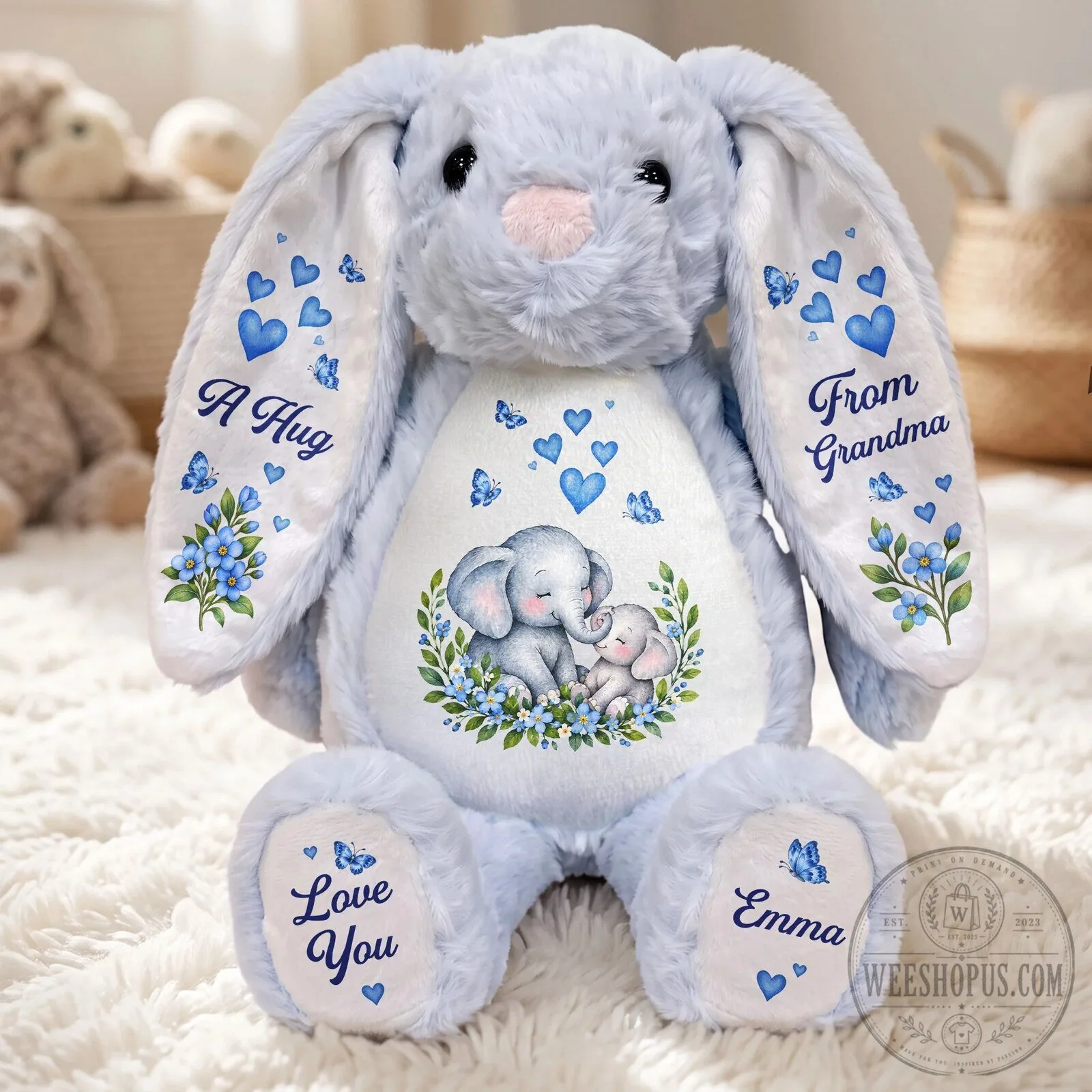 Personalized Grandparent's Love Bunny Plush Toy for Kids 11 Personalized Grandparent