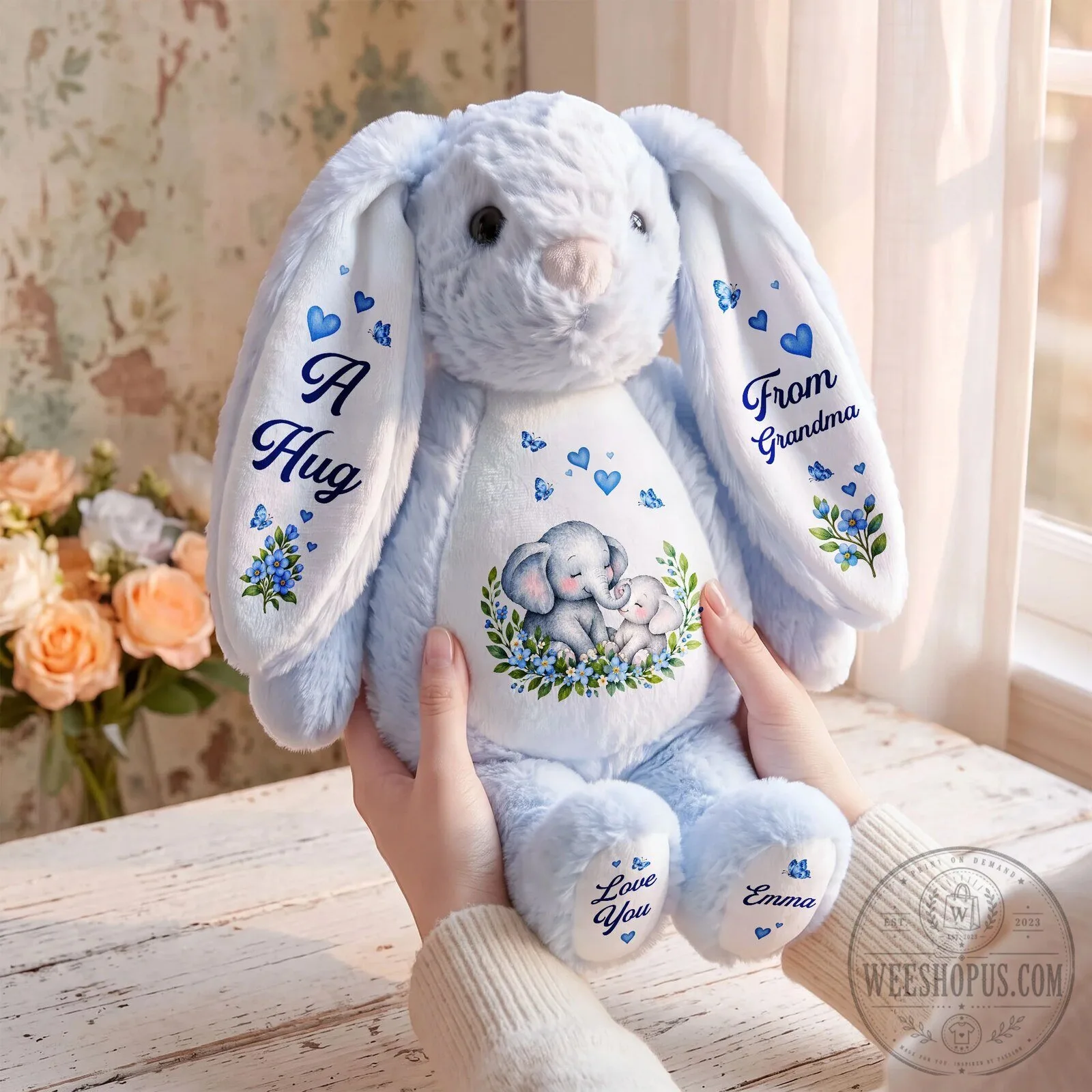 Personalized Grandparent's Love Bunny Plush Toy for Kids 12 Personalized Grandparent