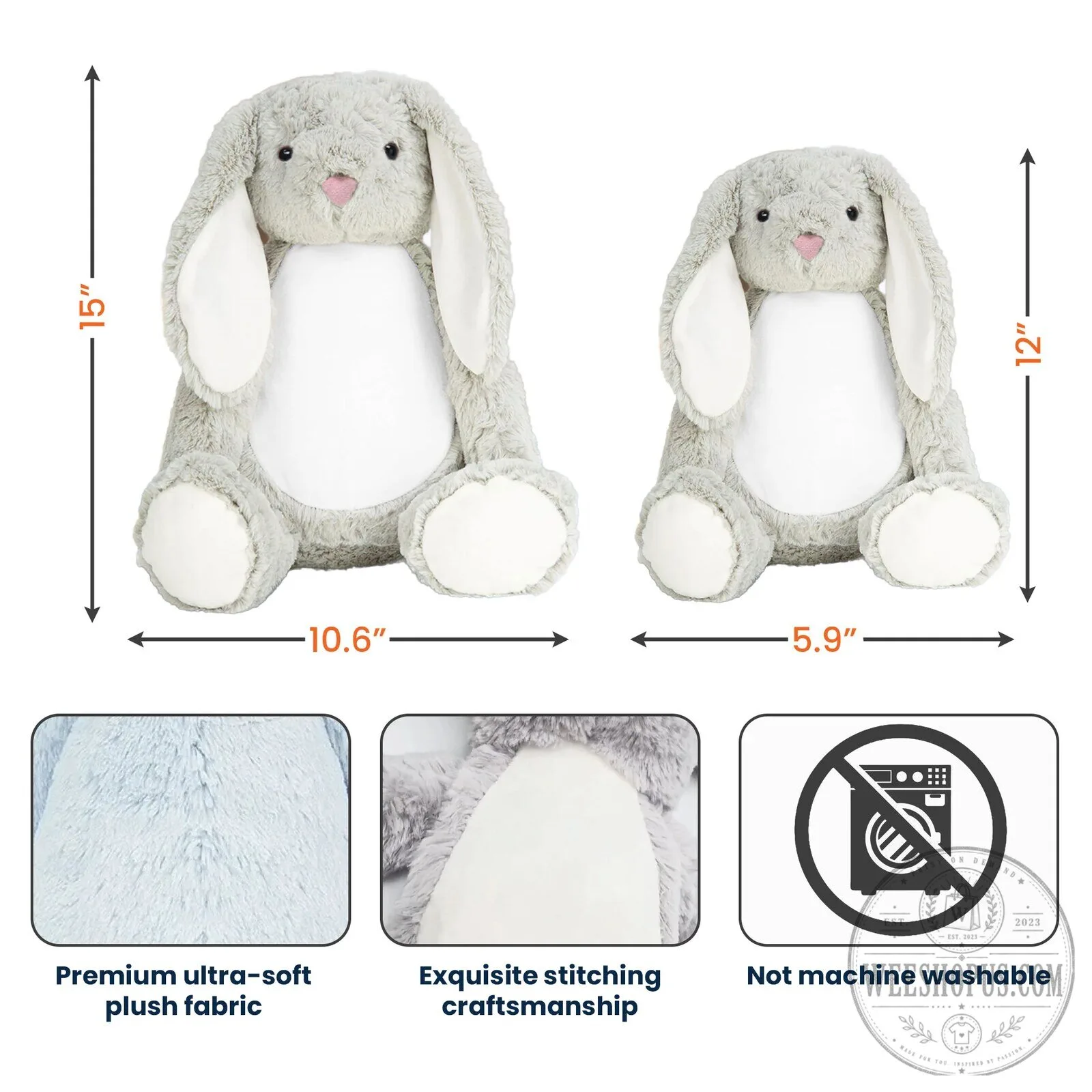 Personalized Grandparent's Love Bunny Plush Toy for Kids 15 Personalized Grandparent