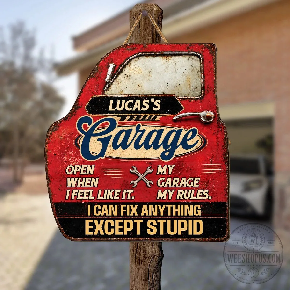 Personalized Johnson's Garage My Rules Vintage Car Door Metal Sign 7 Personalized Johnson