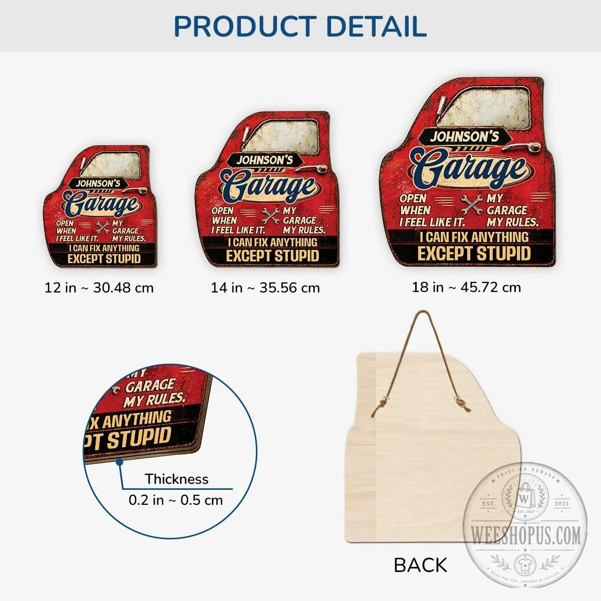 Personalized Johnson's Garage My Rules Vintage Car Door Metal Sign 8 Personalized Johnson