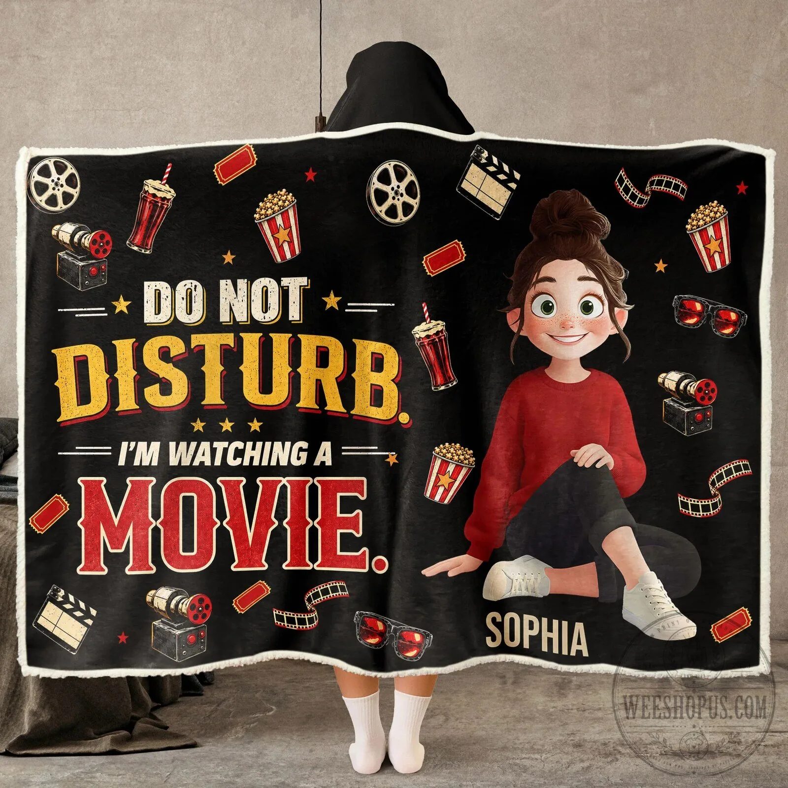Do Not Disturb I'm Watching A Movie Personalized Hooded Blanket 6 Do Not Disturb I