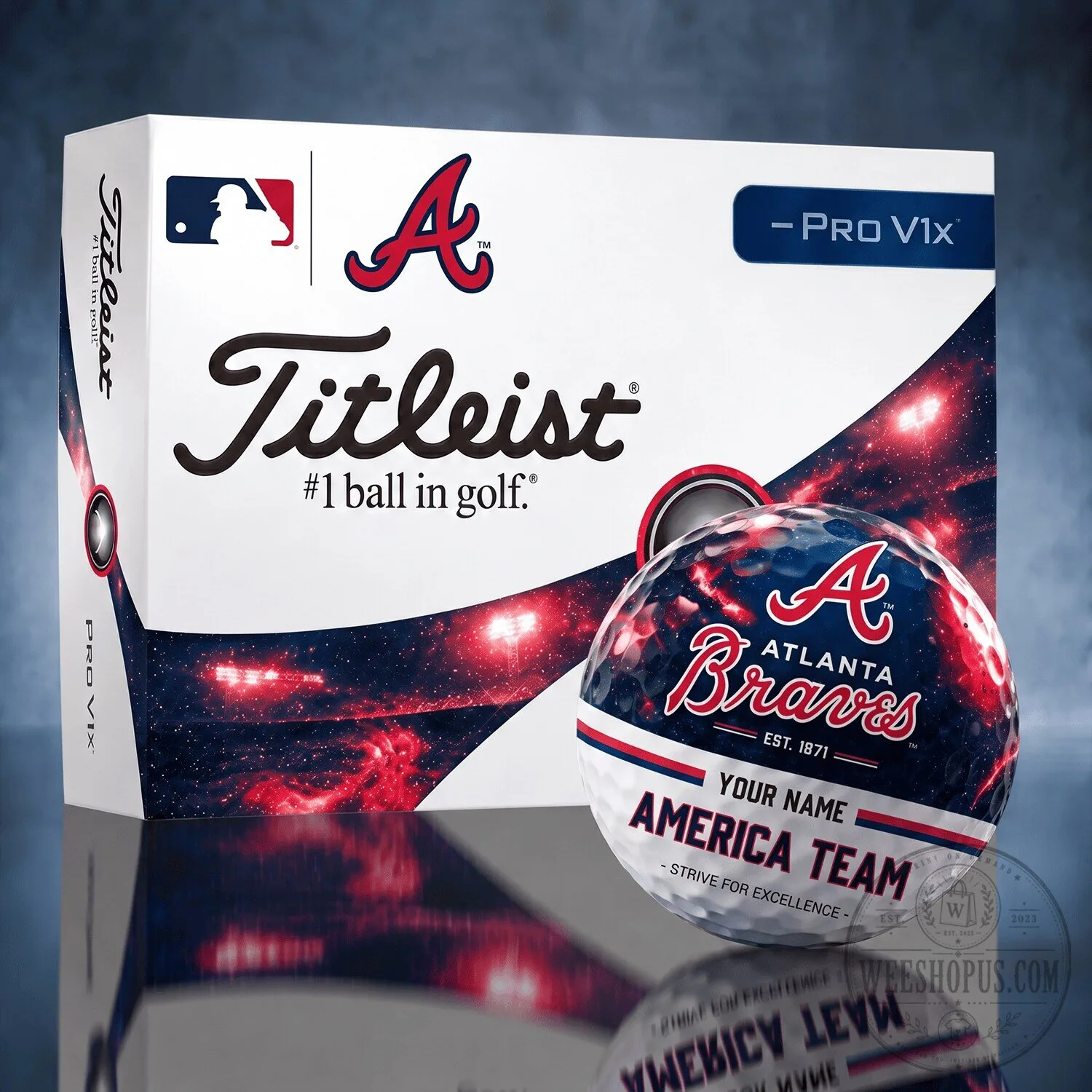 Atlanta Braves MLB Titleist Pro V1x Personalized Golf Ball Set