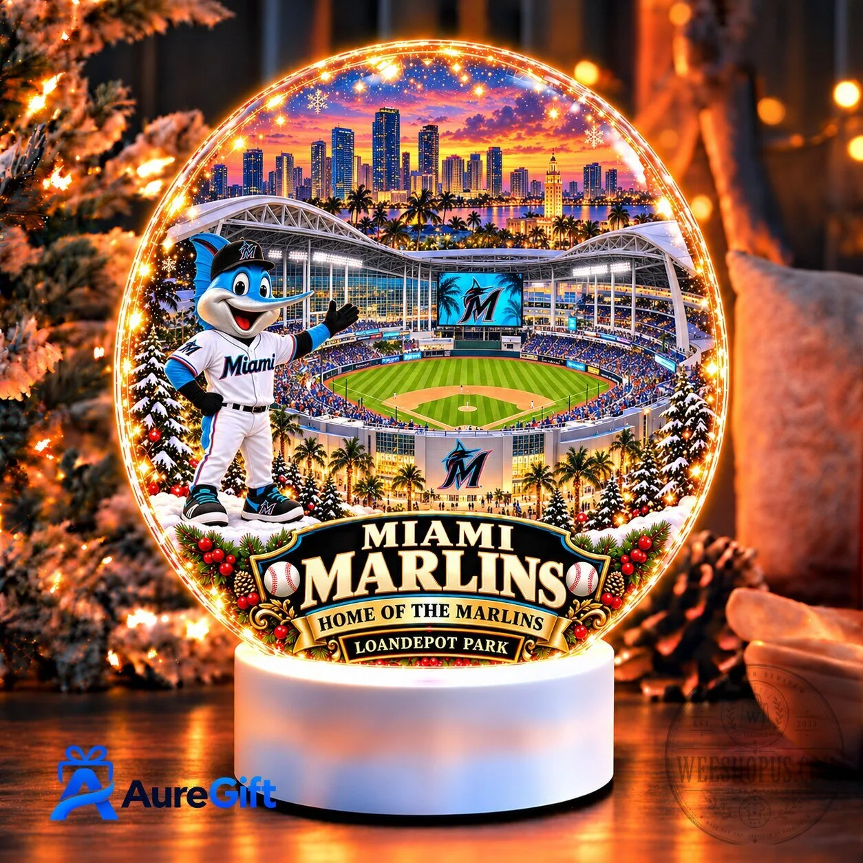 Miami Marlins Baseball Team LoanDepot Park Stadium Night Light 3 Miami Marlins Baseball Team LoanDepot Park Stadium Night Light