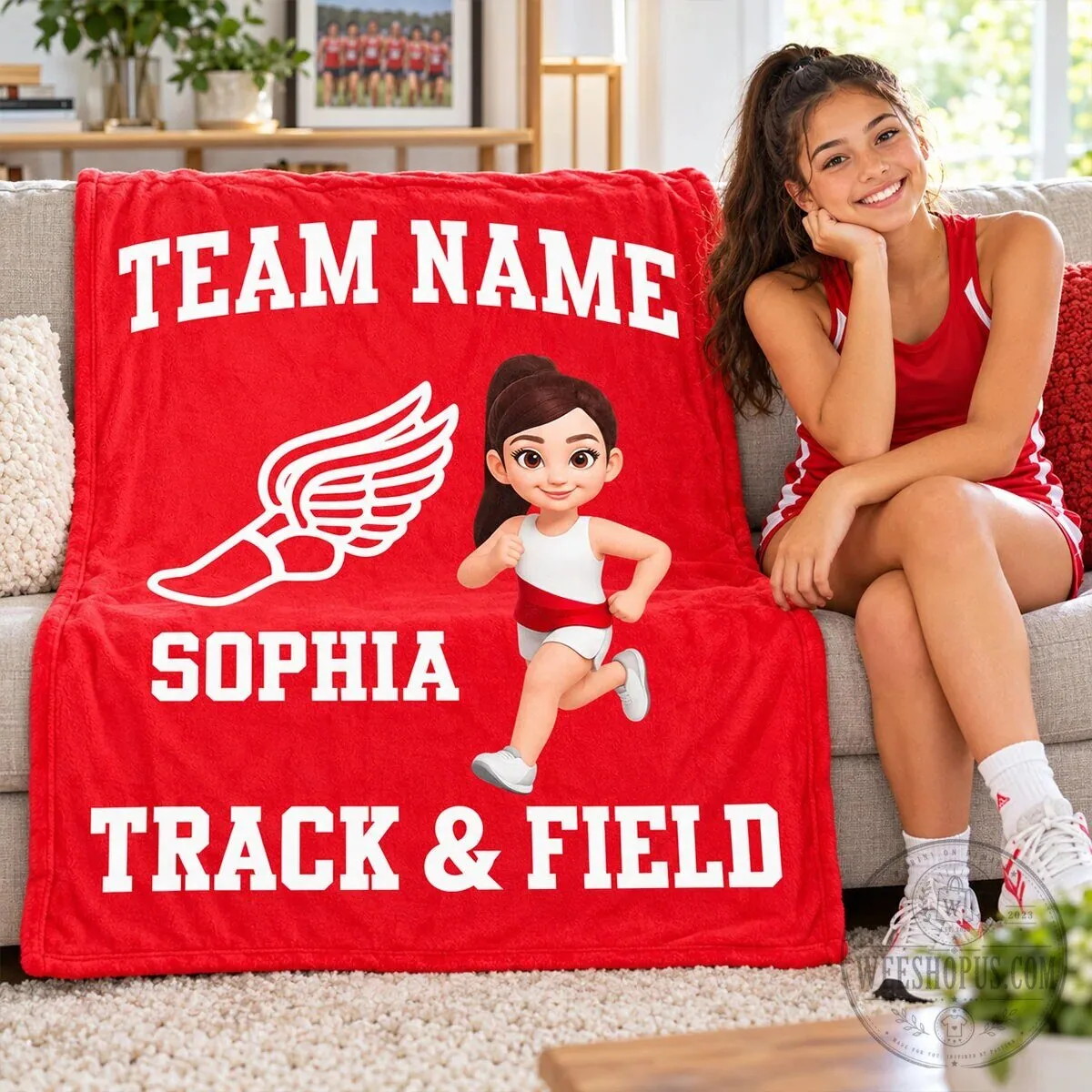 Personalized Track and Field Team Name and Runner Girl Fleece Blanket 2 Personalized Track and Field Team Name and Runner Girl Fleece Blanket
