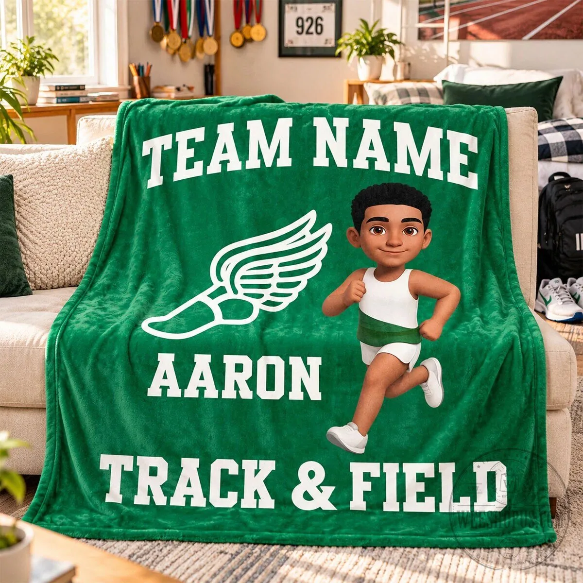 Personalized Track and Field Team Name and Runner Girl Fleece Blanket 14 Personalized Track and Field Team Name and Runner Girl Fleece Blanket