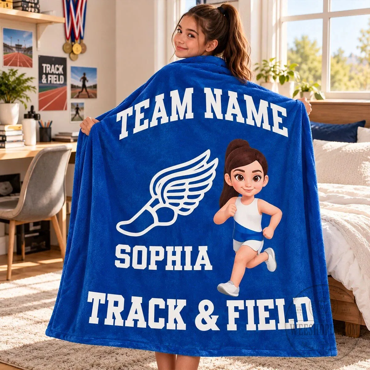 Personalized Track and Field Team Name and Runner Girl Fleece Blanket 17 Personalized Track and Field Team Name and Runner Girl Fleece Blanket