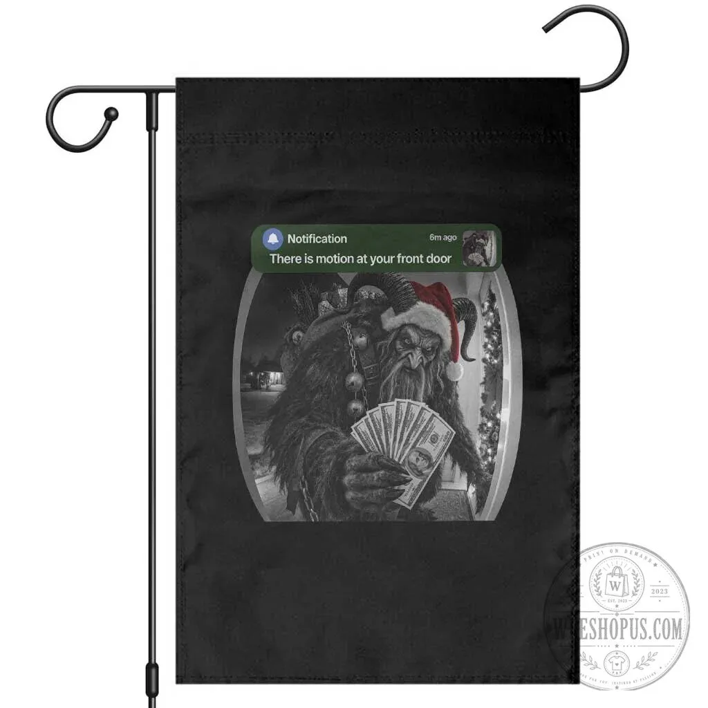 Funny Christmas Krampus Motion At Your Front Door Garden Flag