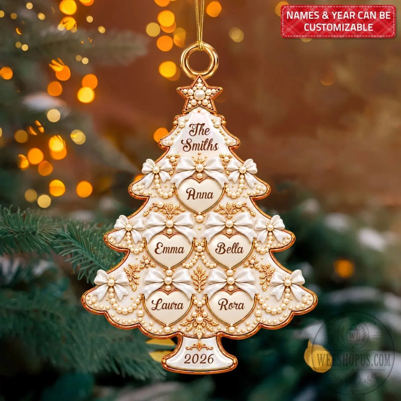 Personalized Family Christmas Tree Custom Mica Ornament Holiday Decoration Gift 8 Personalized Family Christmas Tree Custom Mica Ornament Holiday Decoration Gift