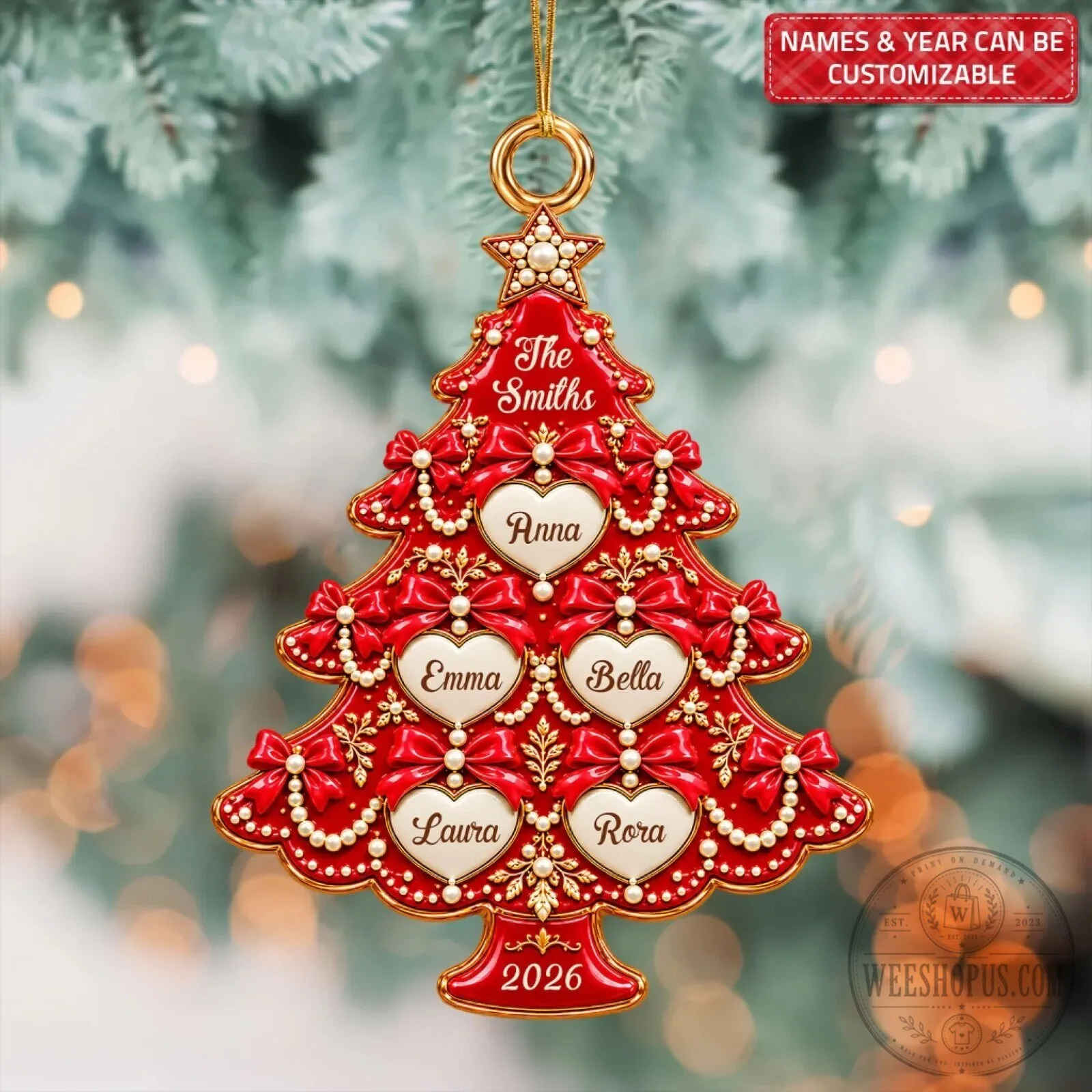 Personalized Family Christmas Tree Custom Mica Ornament Holiday Decoration Gift 10 Personalized Family Christmas Tree Custom Mica Ornament Holiday Decoration Gift
