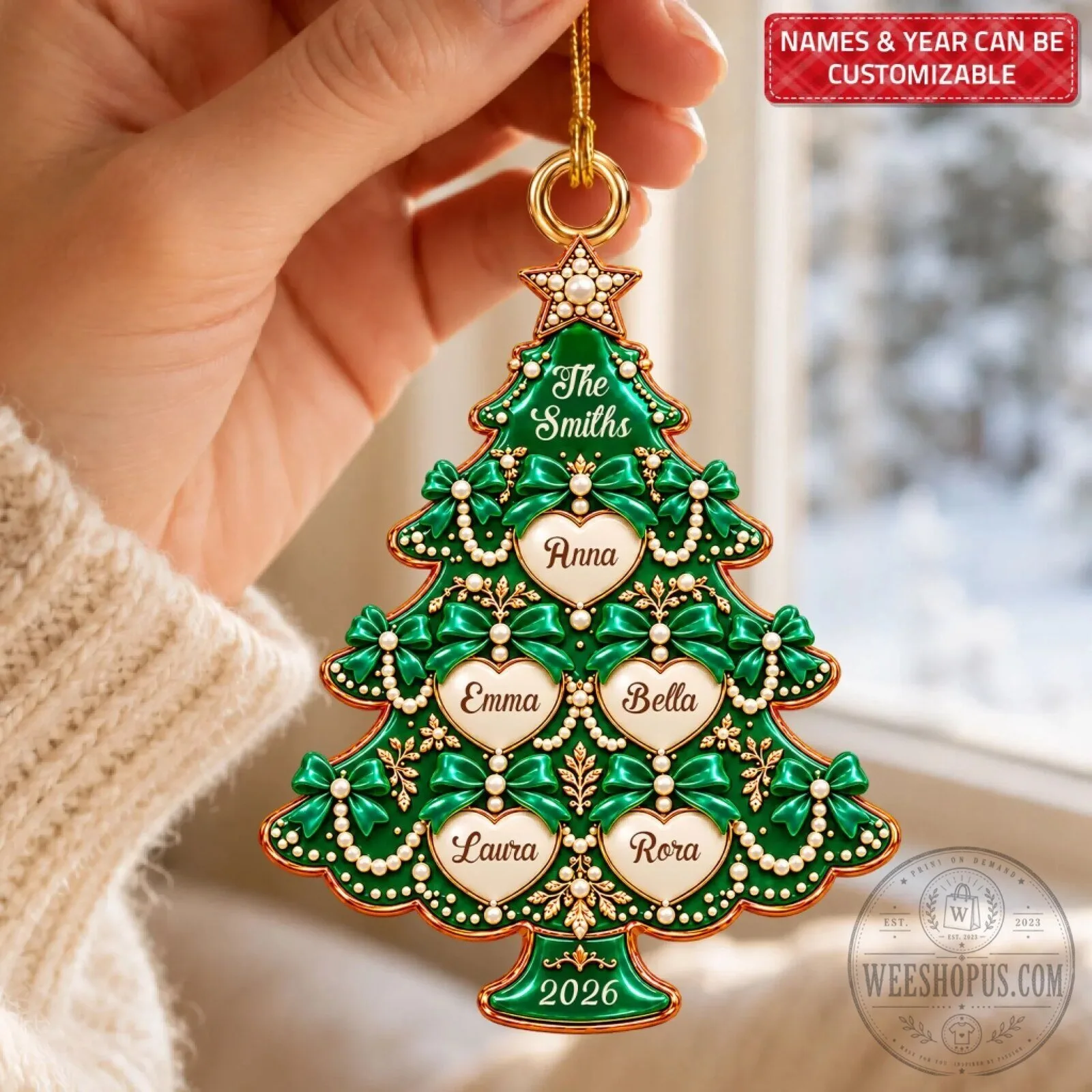 Personalized Family Christmas Tree Custom Mica Ornament Holiday Decoration Gift 11 Personalized Family Christmas Tree Custom Mica Ornament Holiday Decoration Gift