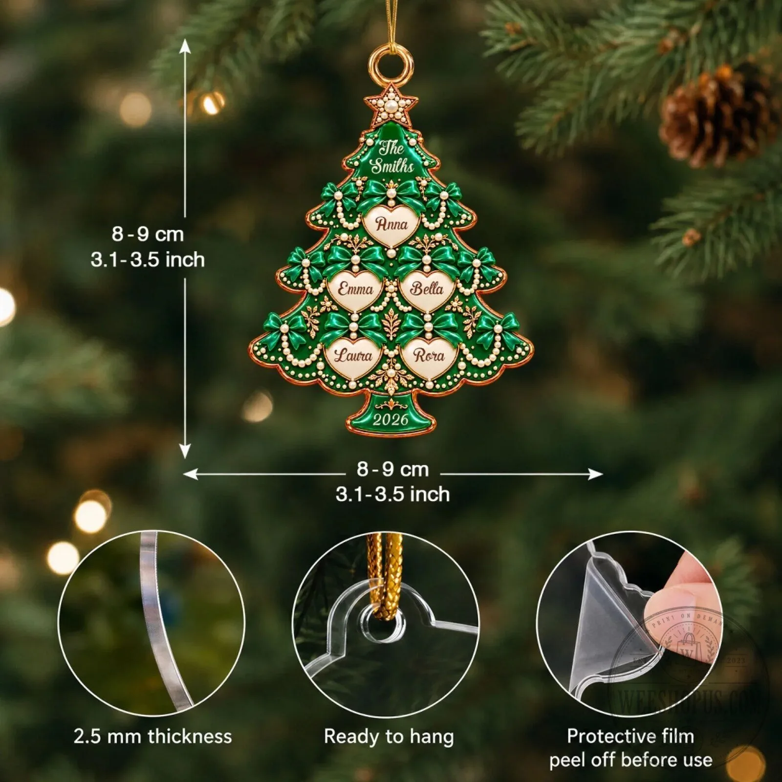 Personalized Family Christmas Tree Custom Mica Ornament Holiday Decoration Gift 13 Personalized Family Christmas Tree Custom Mica Ornament Holiday Decoration Gift