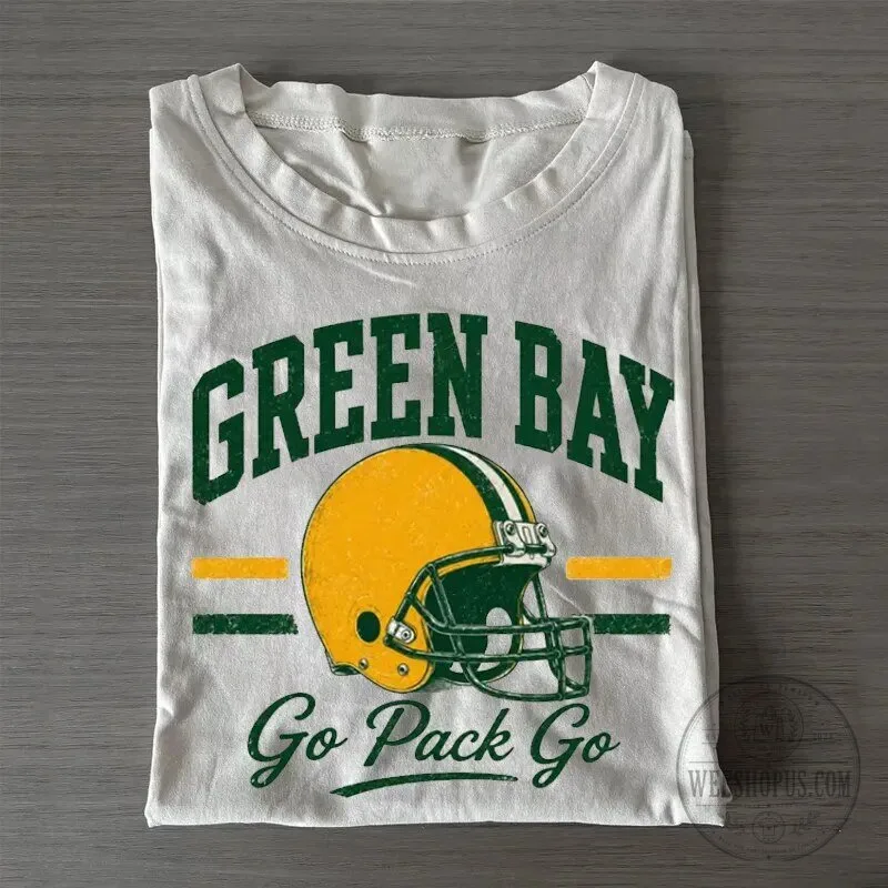 Green Bay Packers Football Helmet Go Pack Go Vintage Style T-Shirt 3 Green Bay Packers Football Helmet Go Pack Go Vintage Style T-Shirt